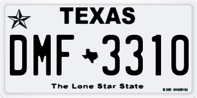 TX license plate DMF3310