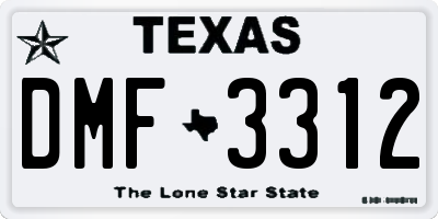 TX license plate DMF3312