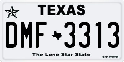 TX license plate DMF3313