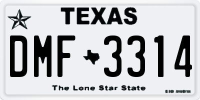 TX license plate DMF3314