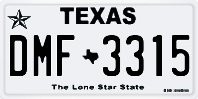 TX license plate DMF3315