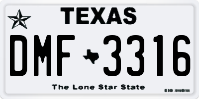 TX license plate DMF3316