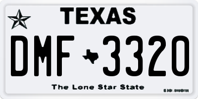 TX license plate DMF3320