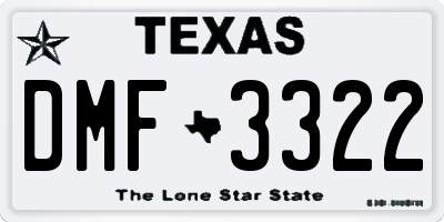 TX license plate DMF3322