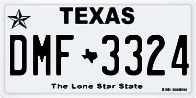 TX license plate DMF3324