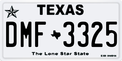 TX license plate DMF3325