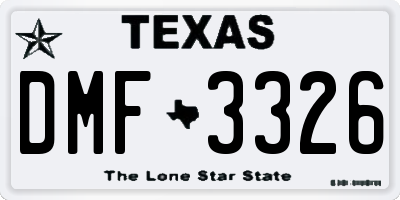 TX license plate DMF3326