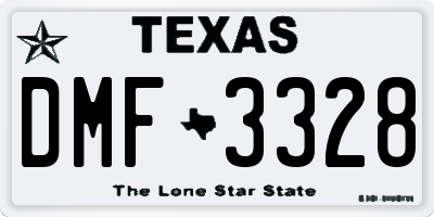 TX license plate DMF3328