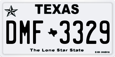 TX license plate DMF3329