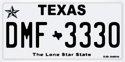 TX license plate DMF3330