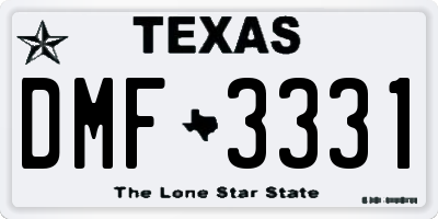 TX license plate DMF3331