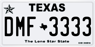 TX license plate DMF3333