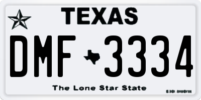 TX license plate DMF3334