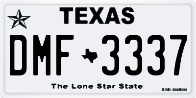 TX license plate DMF3337