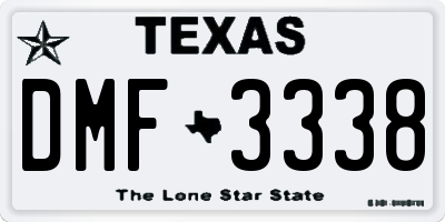 TX license plate DMF3338