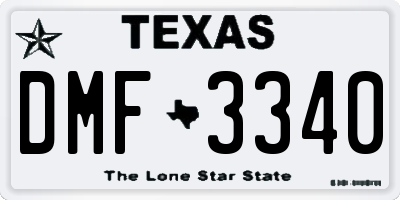 TX license plate DMF3340