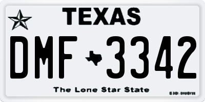 TX license plate DMF3342