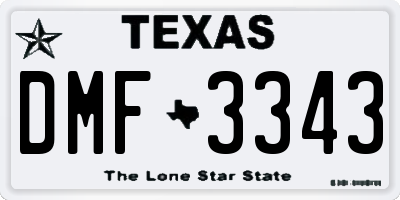 TX license plate DMF3343