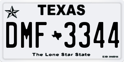 TX license plate DMF3344