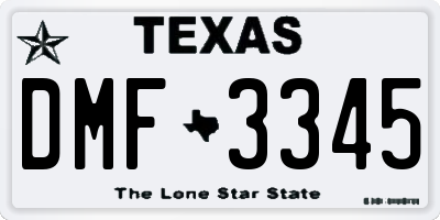 TX license plate DMF3345