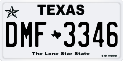 TX license plate DMF3346