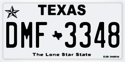 TX license plate DMF3348