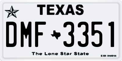 TX license plate DMF3351