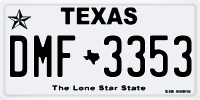 TX license plate DMF3353