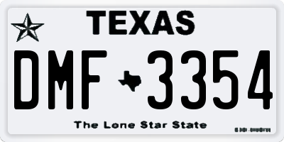 TX license plate DMF3354