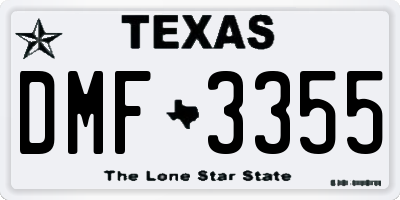 TX license plate DMF3355