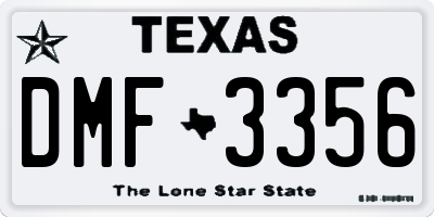TX license plate DMF3356