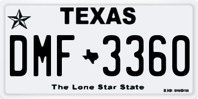 TX license plate DMF3360