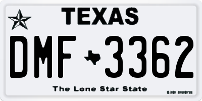 TX license plate DMF3362