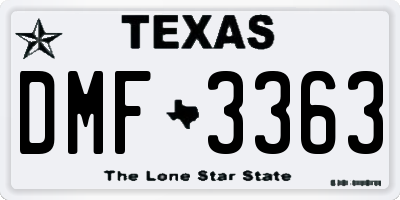 TX license plate DMF3363