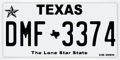 TX license plate DMF3374