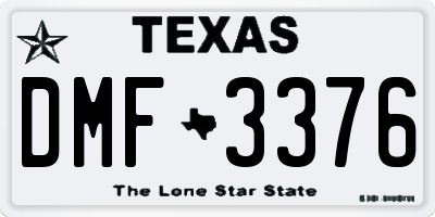 TX license plate DMF3376