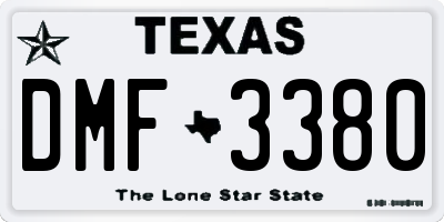 TX license plate DMF3380
