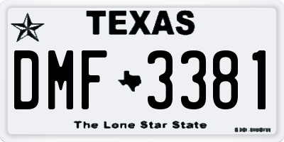 TX license plate DMF3381