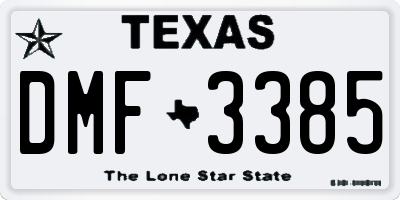 TX license plate DMF3385