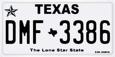 TX license plate DMF3386