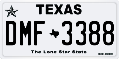 TX license plate DMF3388