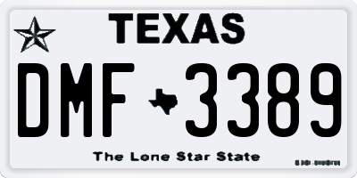 TX license plate DMF3389