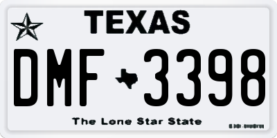 TX license plate DMF3398