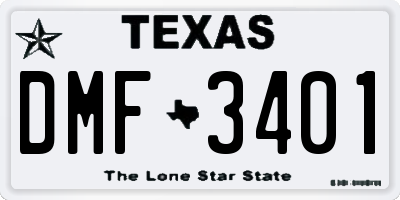 TX license plate DMF3401