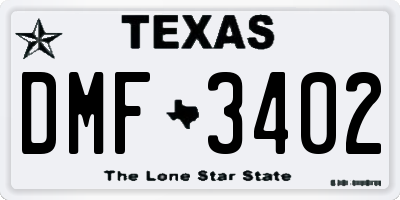 TX license plate DMF3402