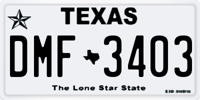 TX license plate DMF3403