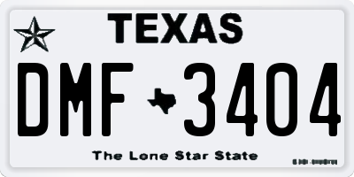 TX license plate DMF3404
