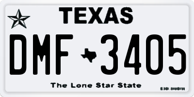 TX license plate DMF3405