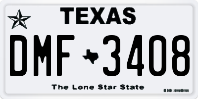 TX license plate DMF3408