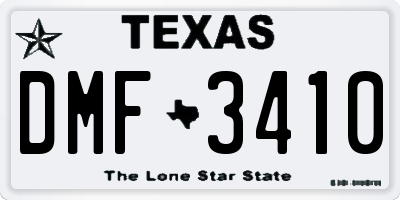 TX license plate DMF3410